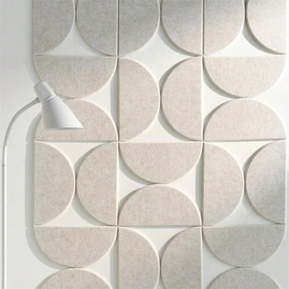 12pc felt wall panel kit with semicircular self-adhesive tiles in cream beige by Perfecsy on Tampa Home & Garden Store