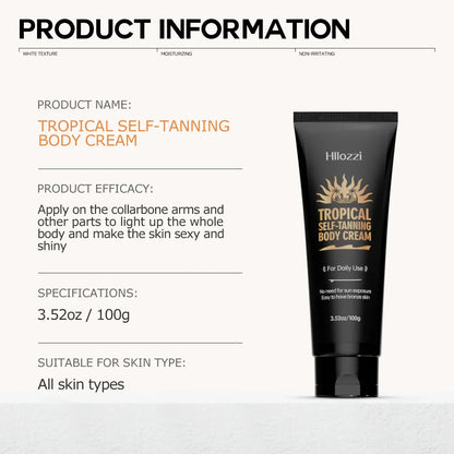 Tropical self-tanning body cream tube by Silcy Skin in black with gold sun logo, 3.5oz/100g on Tampa Home & Garden Store