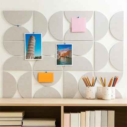 Perfecsy 12pcs felt wall panel kit with semicircular light gray tiles self-adhesive on Tampa Home & Garden Store