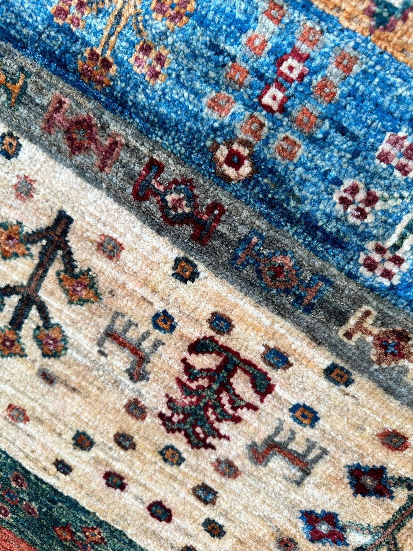 Afghani Khorjin Wool Rug – 7' x 9'10" – Vibrant Geometric & Tribal Patterns - Tampa Home & Garden Store