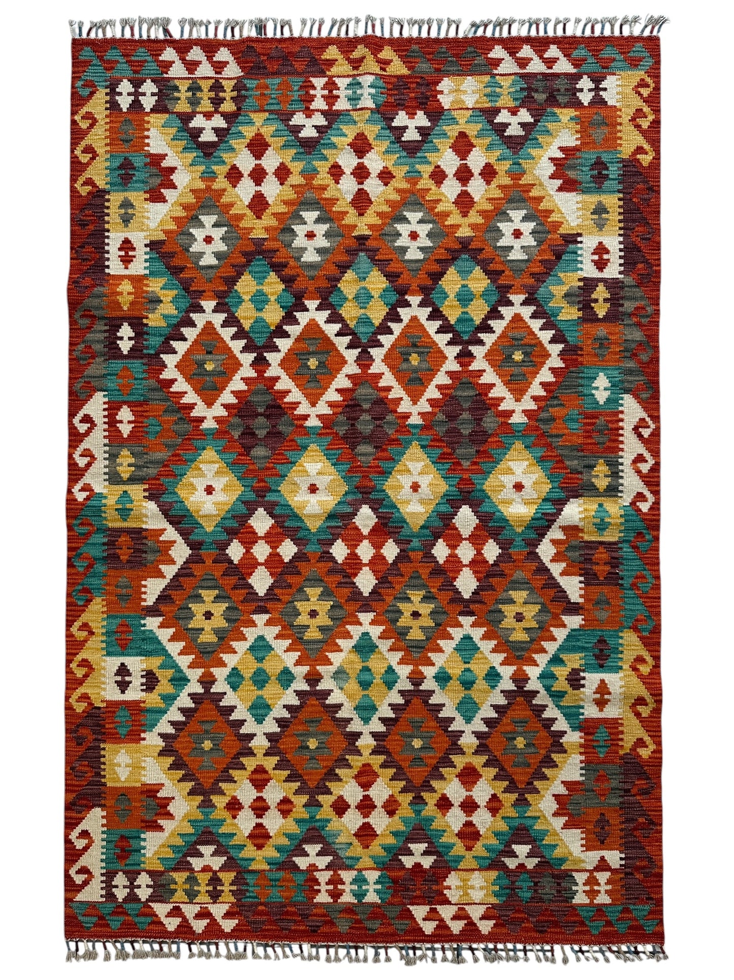 Afghani Maimana Kilim Wool Rug 4’3” x 6’7” - Tampa Home & Garden Store