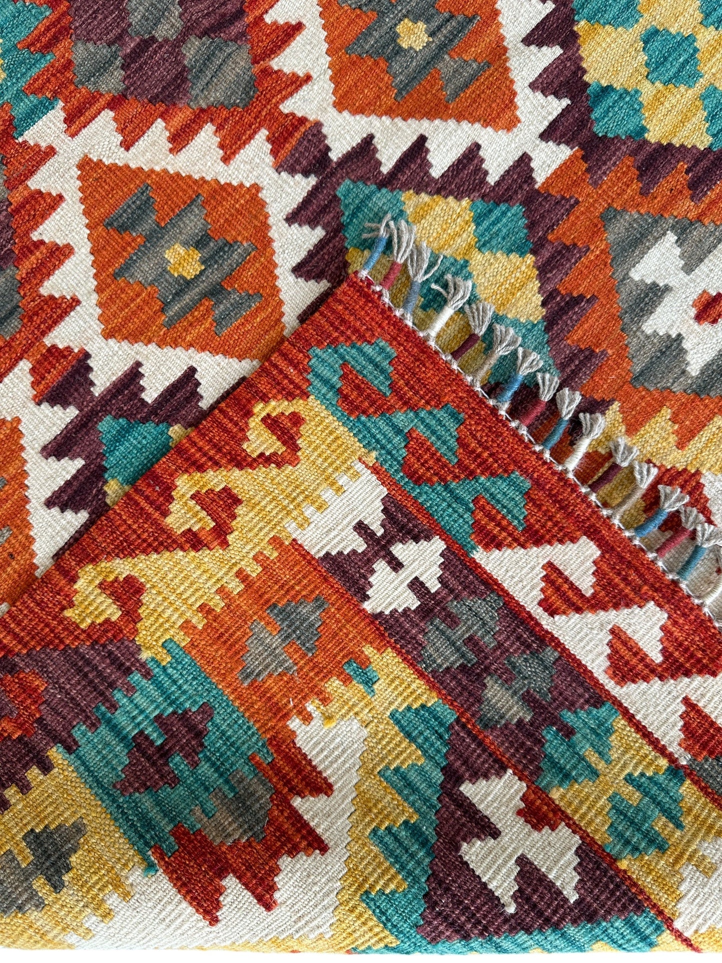 Afghani Maimana Kilim Wool Rug 4’3” x 6’7” - Tampa Home & Garden Store