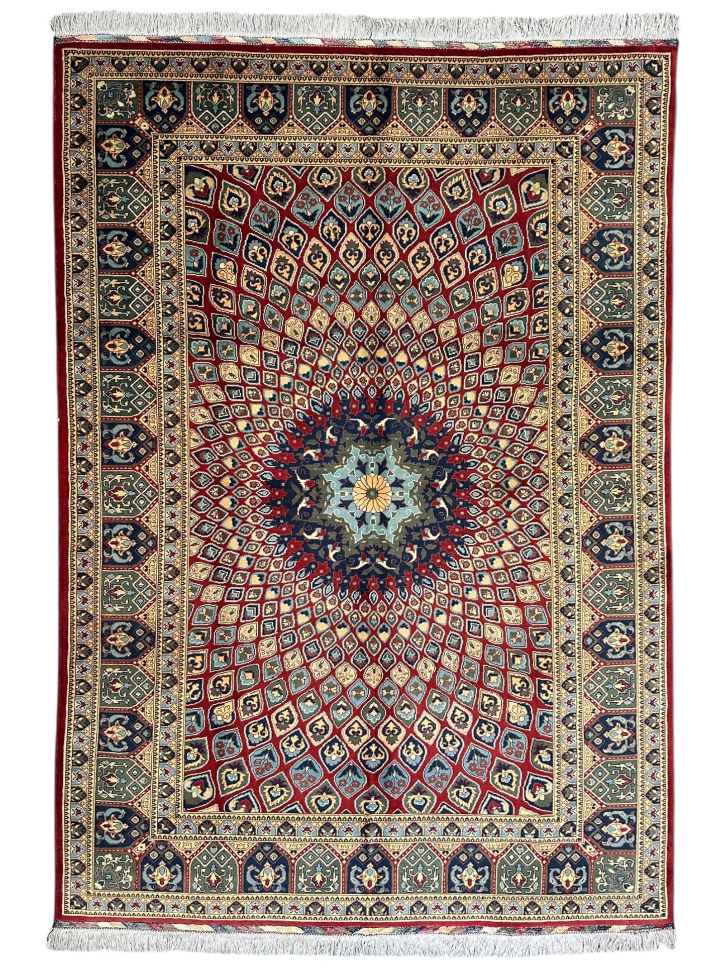Afghani Parak Hand-Knotted Wool Rug | 6’6″ x 9’10″ Traditional Dome Motif - Tampa Home & Garden Store