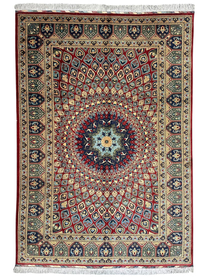Afghani Parak Hand-Knotted Wool Rug | 6’6″ x 9’10″ Traditional Dome Motif - Tampa Home & Garden Store