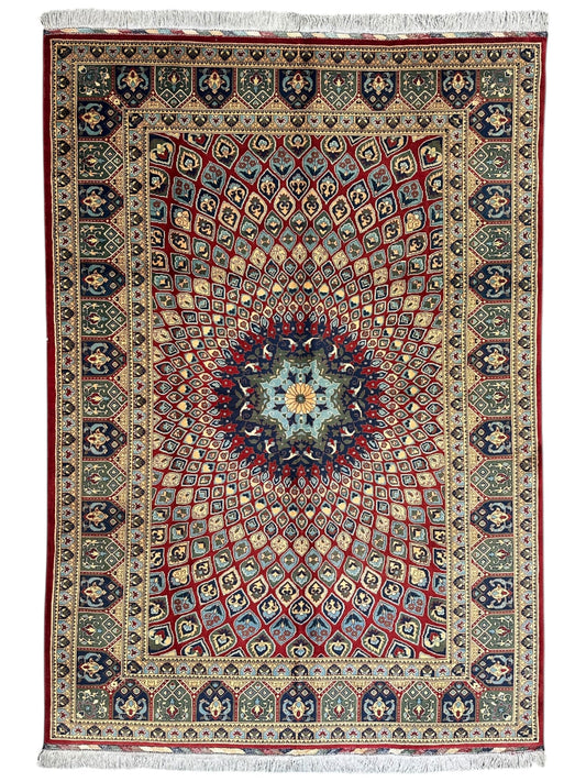 Afghani Parak Hand-Knotted Wool Rug | 6’6″ x 9’10″ Traditional Dome Motif - Tampa Home & Garden Store