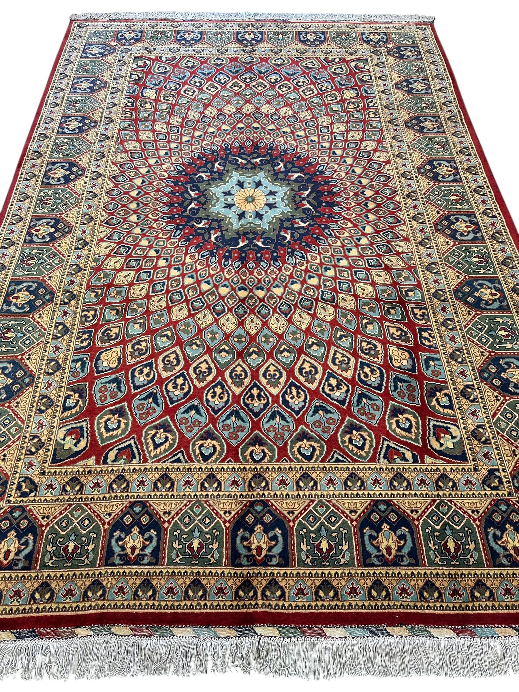 Afghani Parak Hand-Knotted Wool Rug | 6’6″ x 9’10″ Traditional Dome Motif - Tampa Home & Garden Store