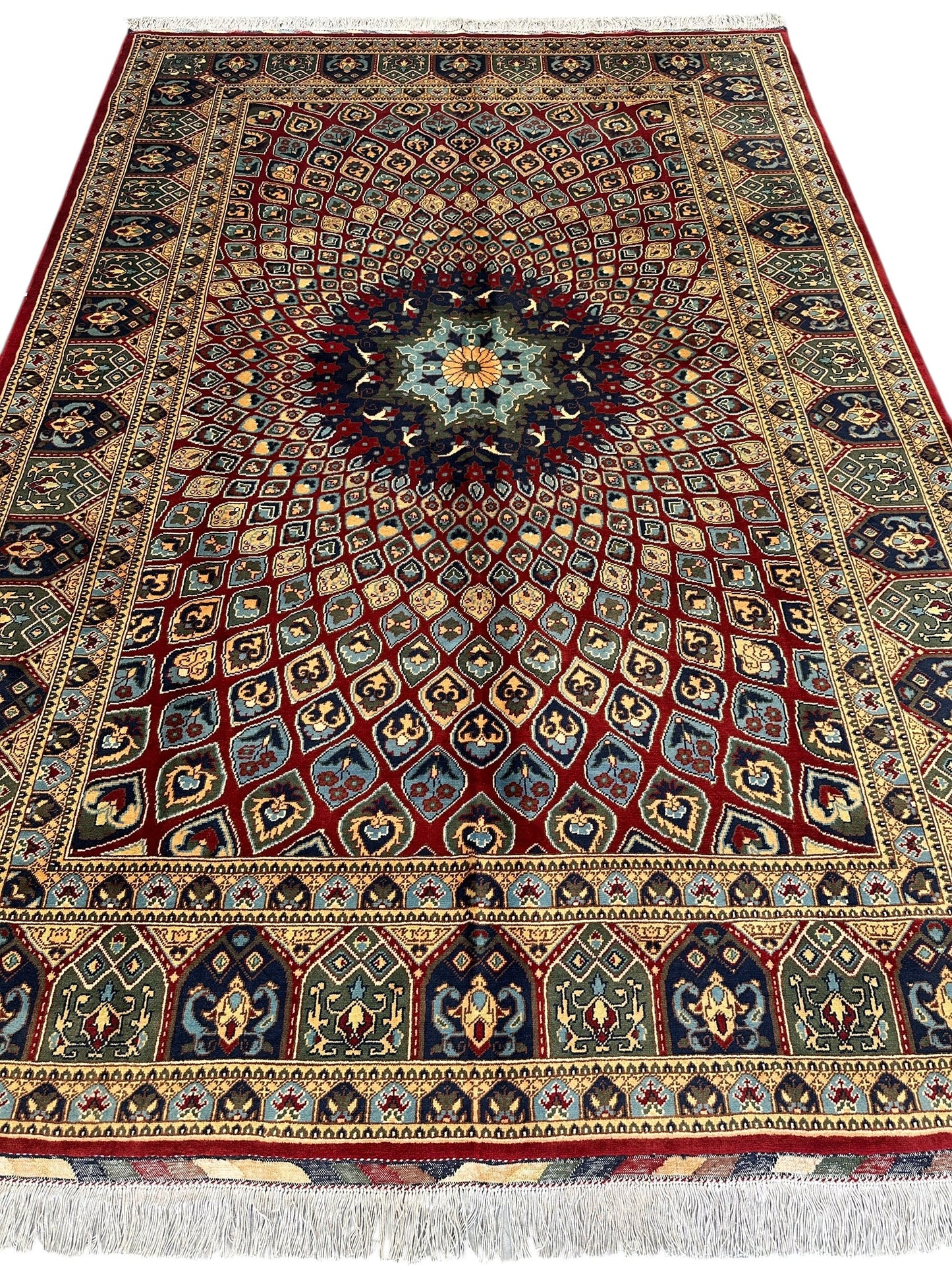 Afghani Parak Hand-Knotted Wool Rug | 6’6″ x 9’10″ Traditional Dome Motif - Tampa Home & Garden Store