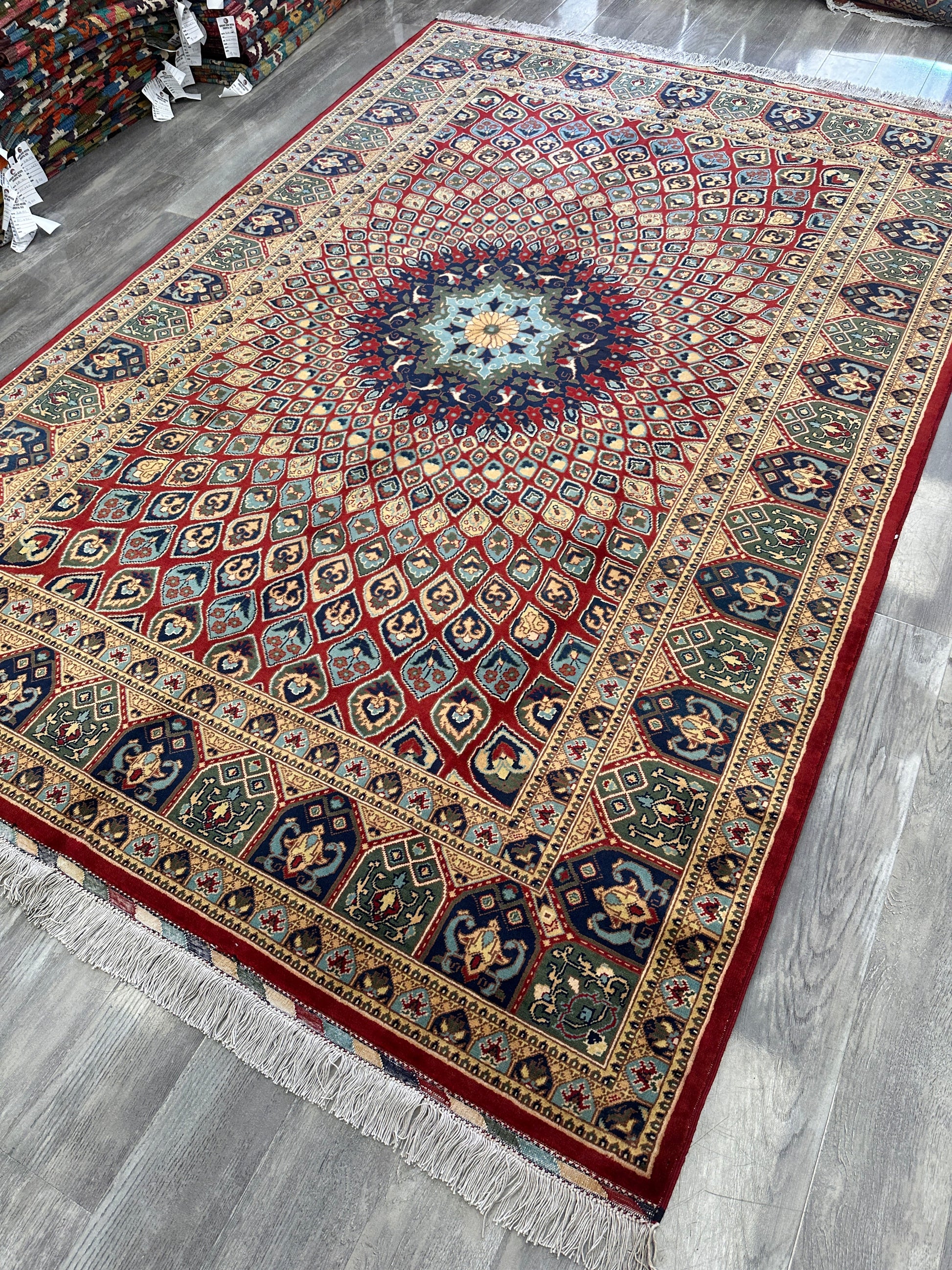 Afghani Parak Hand-Knotted Wool Rug | 6’6″ x 9’10″ Traditional Dome Motif - Tampa Home & Garden Store