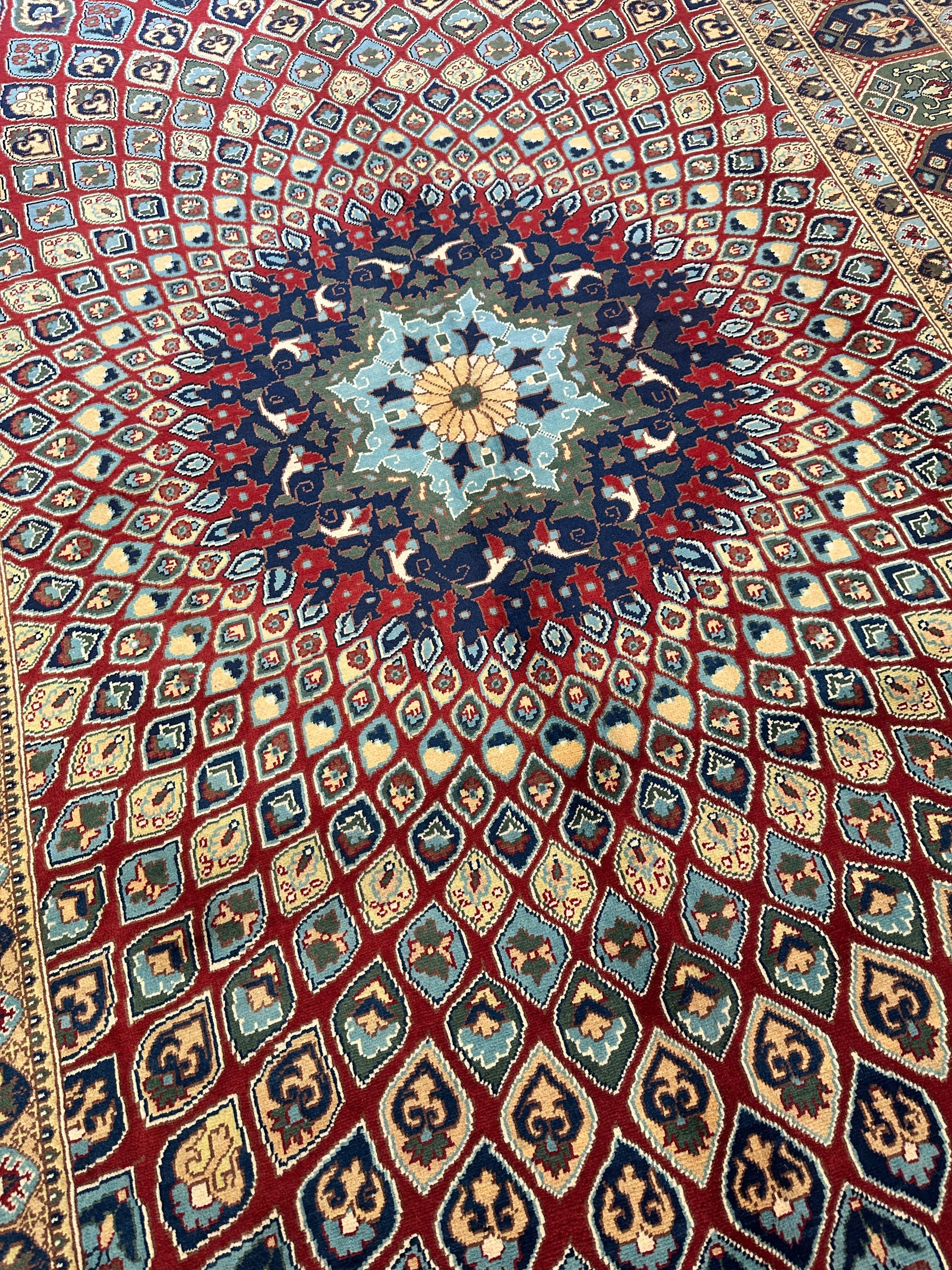 Afghani Parak Hand-Knotted Wool Rug | 6’6″ x 9’10″ Traditional Dome Motif - Tampa Home & Garden Store
