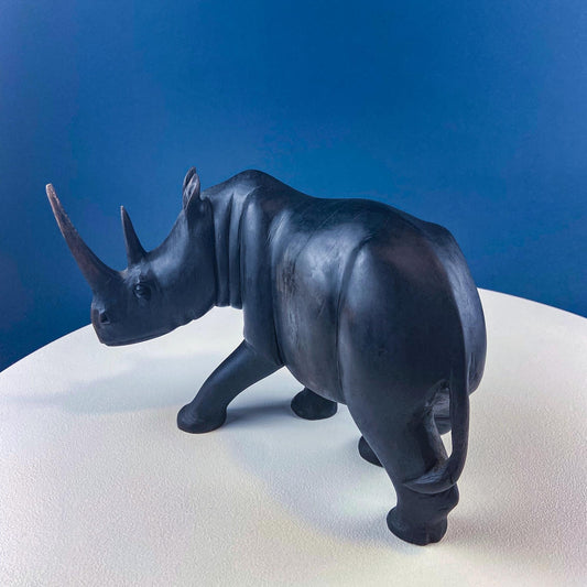 African Rhino Carved Wood Sculpture. Figurine for Animal & Safari Lovers. Wildlife Statue. Gift for Him, Dad, Friend. Ethnic Art Home Decor. - Tampa Home & Garden Store