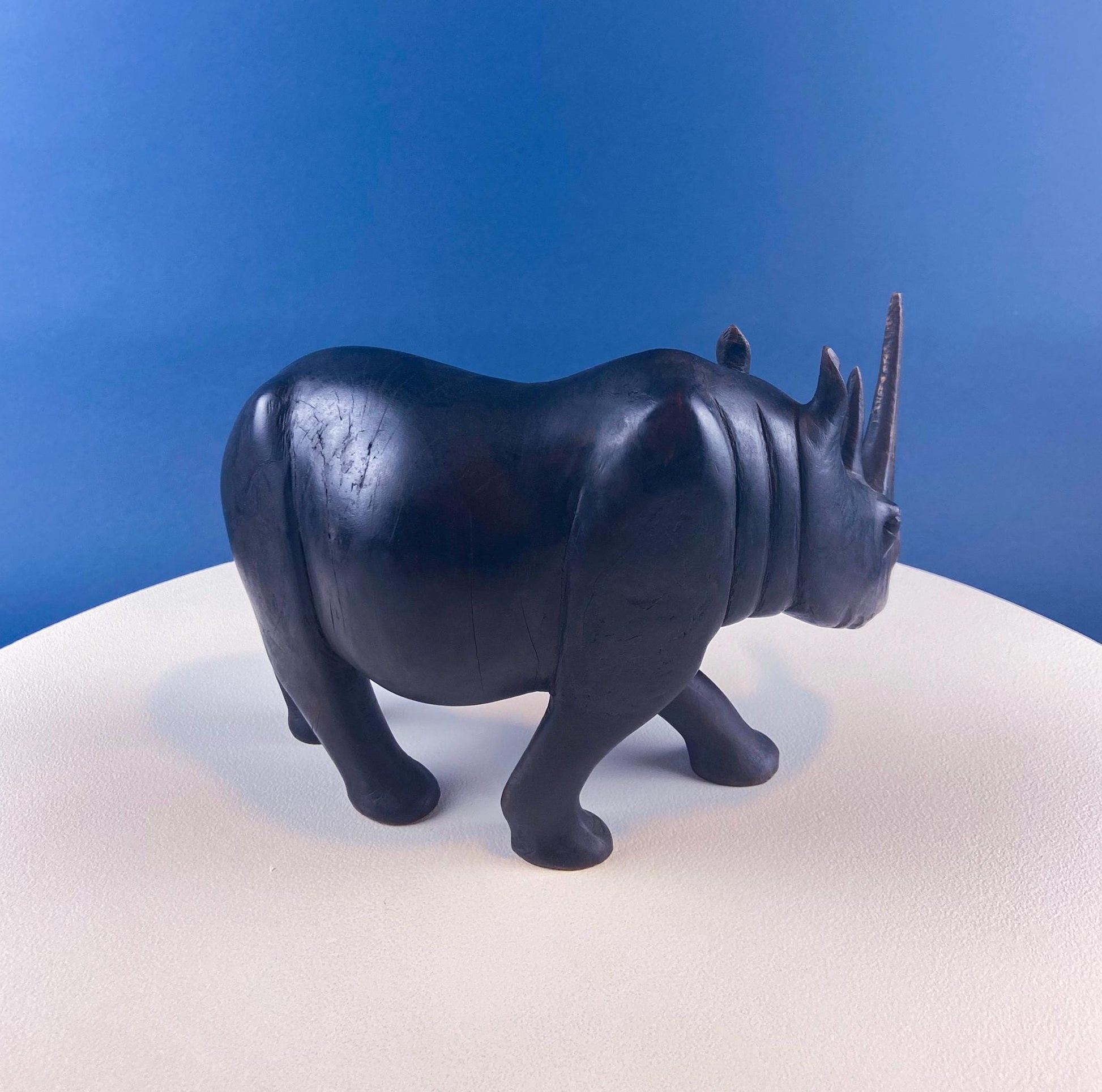 African Rhino Carved Wood Sculpture. Figurine for Animal & Safari Lovers. Wildlife Statue. Gift for Him, Dad, Friend. Ethnic Art Home Decor. - Tampa Home & Garden Store