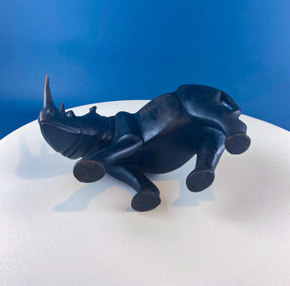 African Rhino Carved Wood Sculpture. Figurine for Animal & Safari Lovers. Wildlife Statue. Gift for Him, Dad, Friend. Ethnic Art Home Decor. - Tampa Home & Garden Store