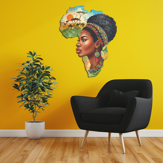 African Woman in Map Metal Wall Art – Cultural UV Printed Decor-KAFUVM012 - Tampa Home & Garden Store