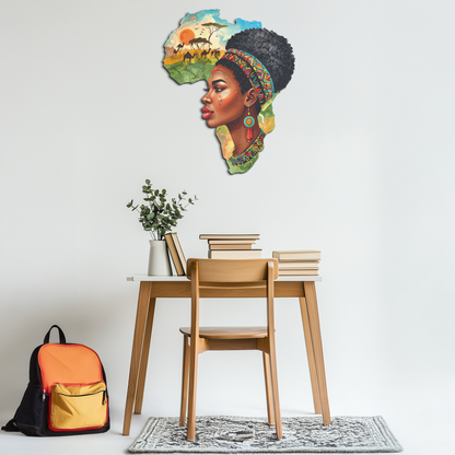 African Woman in Map Metal Wall Art – Cultural UV Printed Decor-KAFUVM012 - Tampa Home & Garden Store
