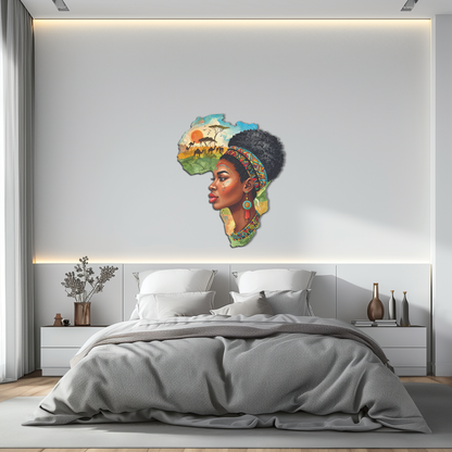 African Woman in Map Metal Wall Art – Cultural UV Printed Decor-KAFUVM012 - Tampa Home & Garden Store