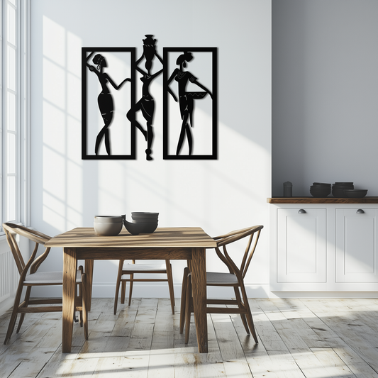 African Women Metal Wall Art - Elegant Tribal Wall Decor- KAF163 - Tampa Home & Garden Store