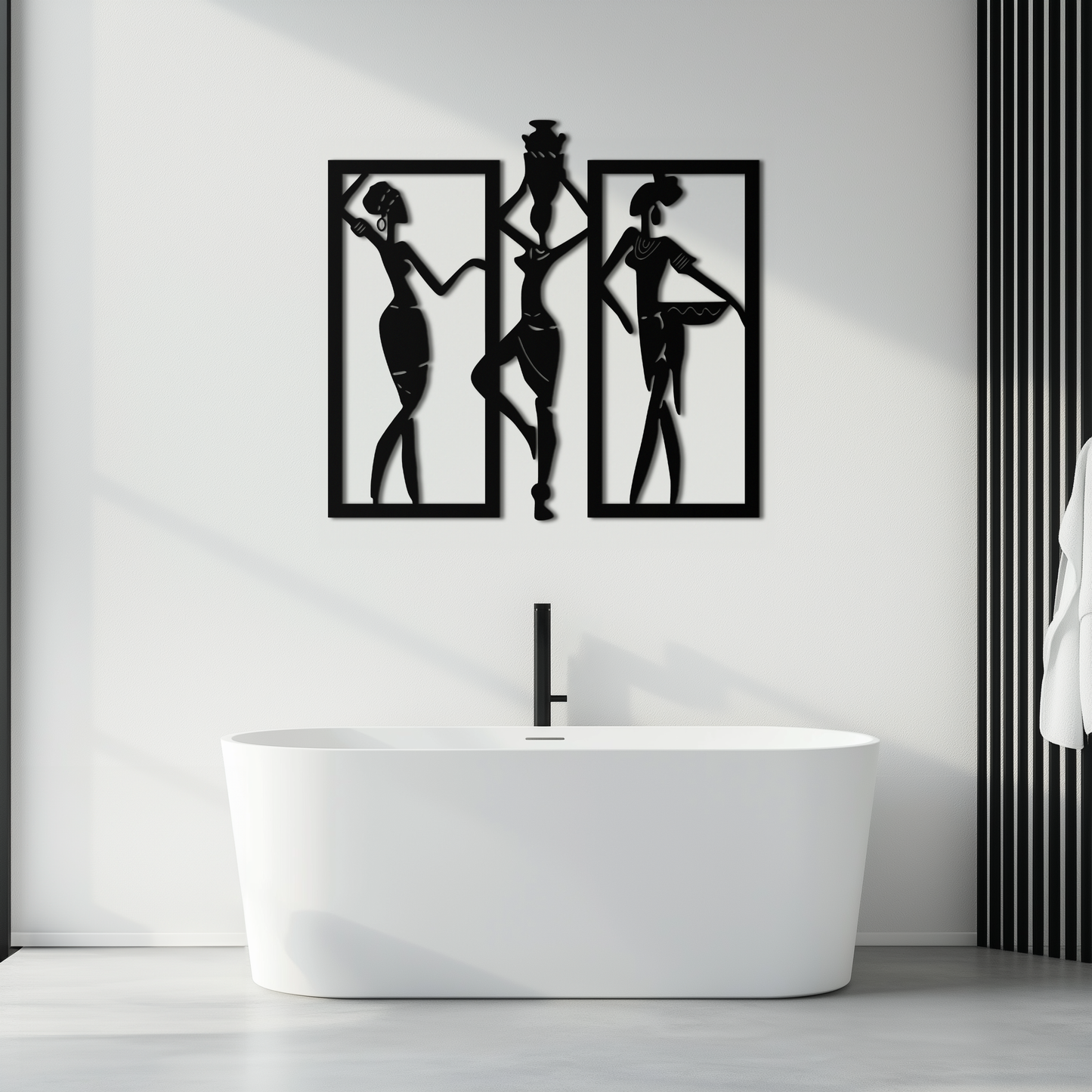 African Women Metal Wall Art - Elegant Tribal Wall Decor- KAF163 - Tampa Home & Garden Store