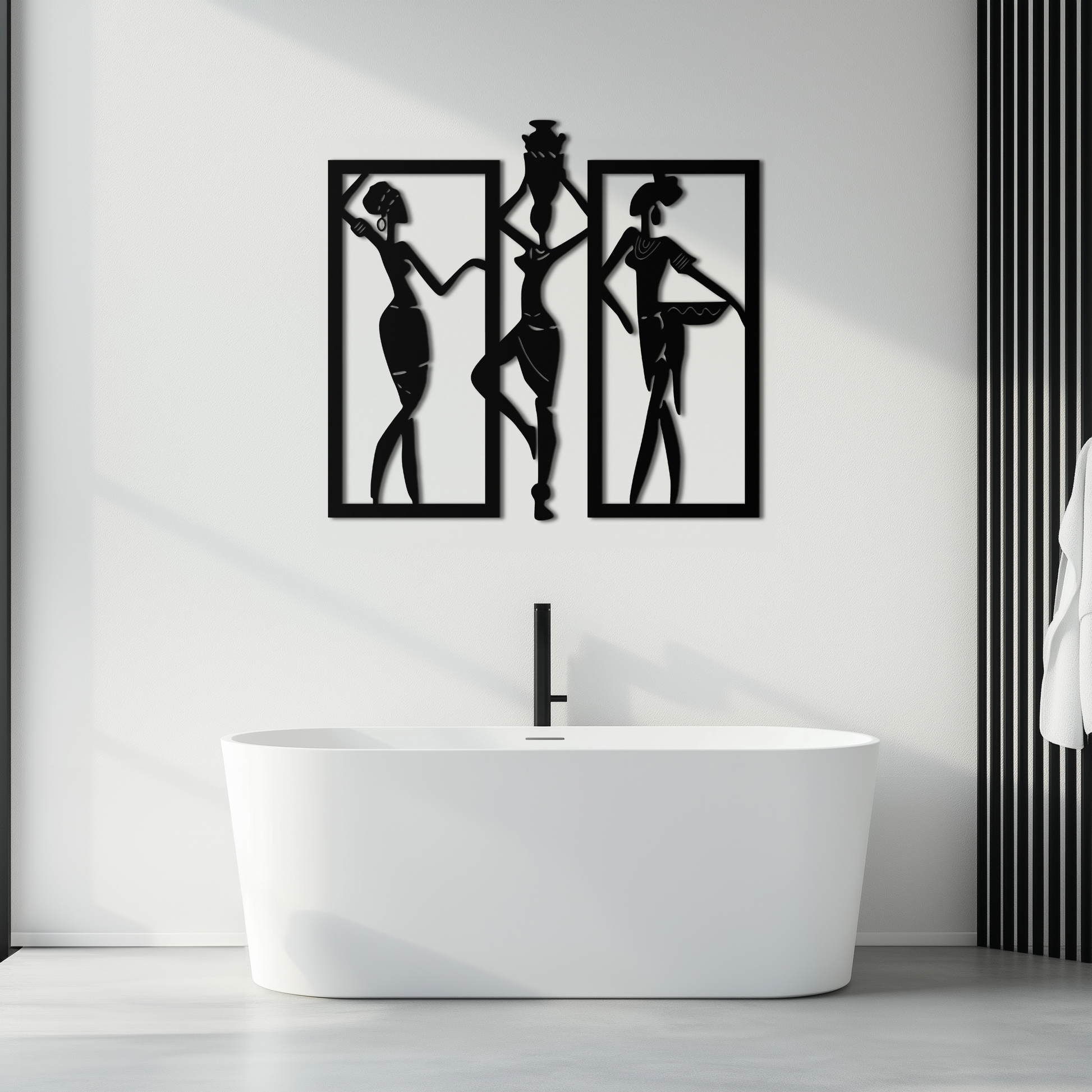 African Women Metal Wall Art - Elegant Tribal Wall Decor- KAF163 - Tampa Home & Garden Store