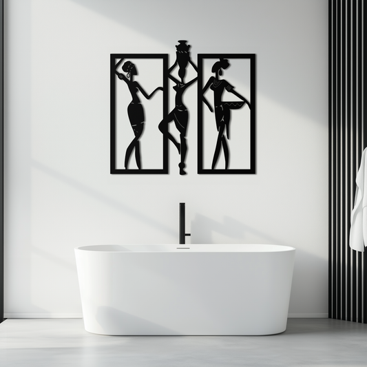 African Women Metal Wall Art - Elegant Tribal Wall Decor- KAF163 - Tampa Home & Garden Store