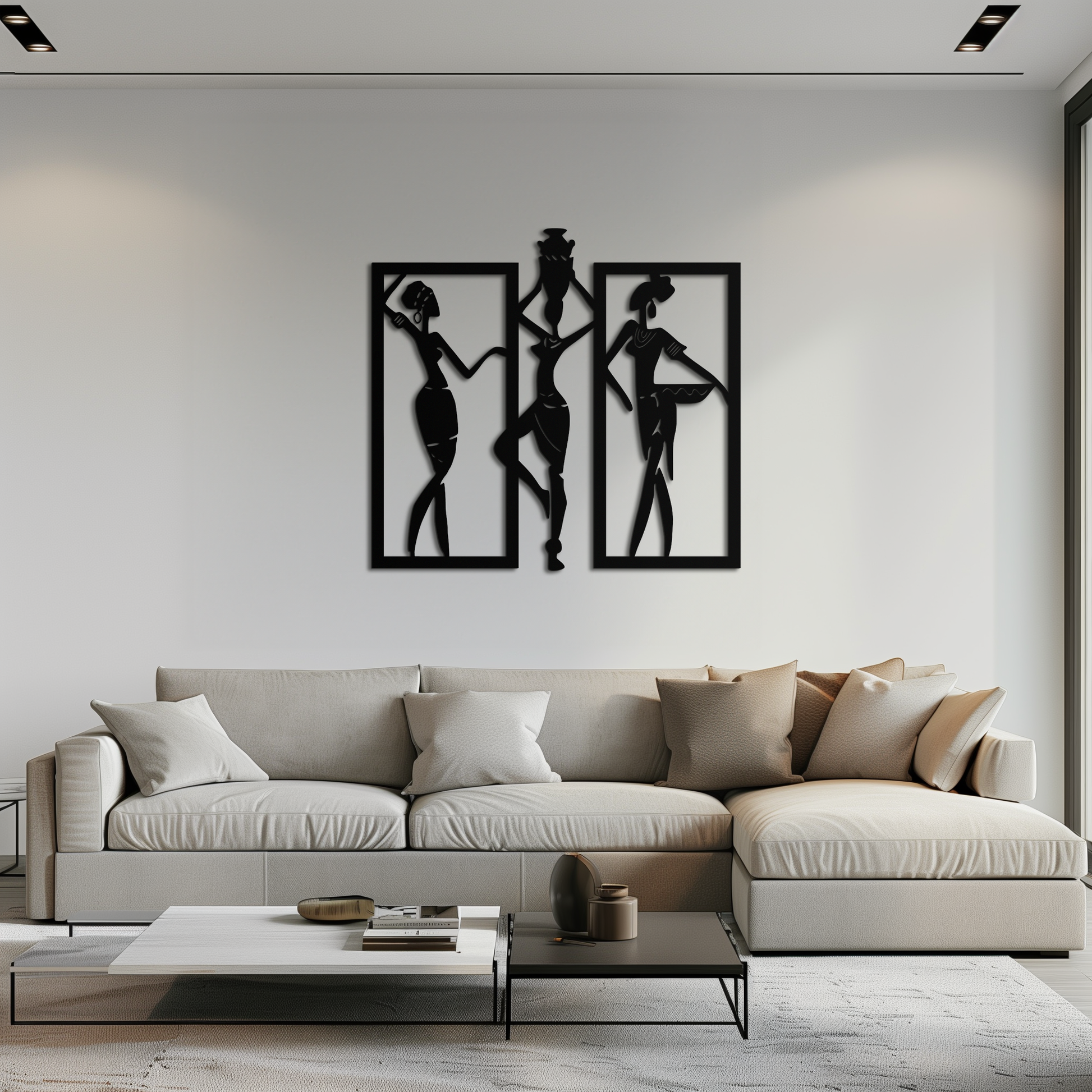 African Women Metal Wall Art - Elegant Tribal Wall Decor- KAF163 - Tampa Home & Garden Store