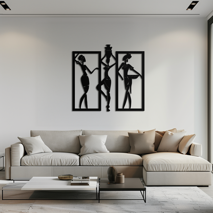 African Women Metal Wall Art - Elegant Tribal Wall Decor- KAF163 - Tampa Home & Garden Store
