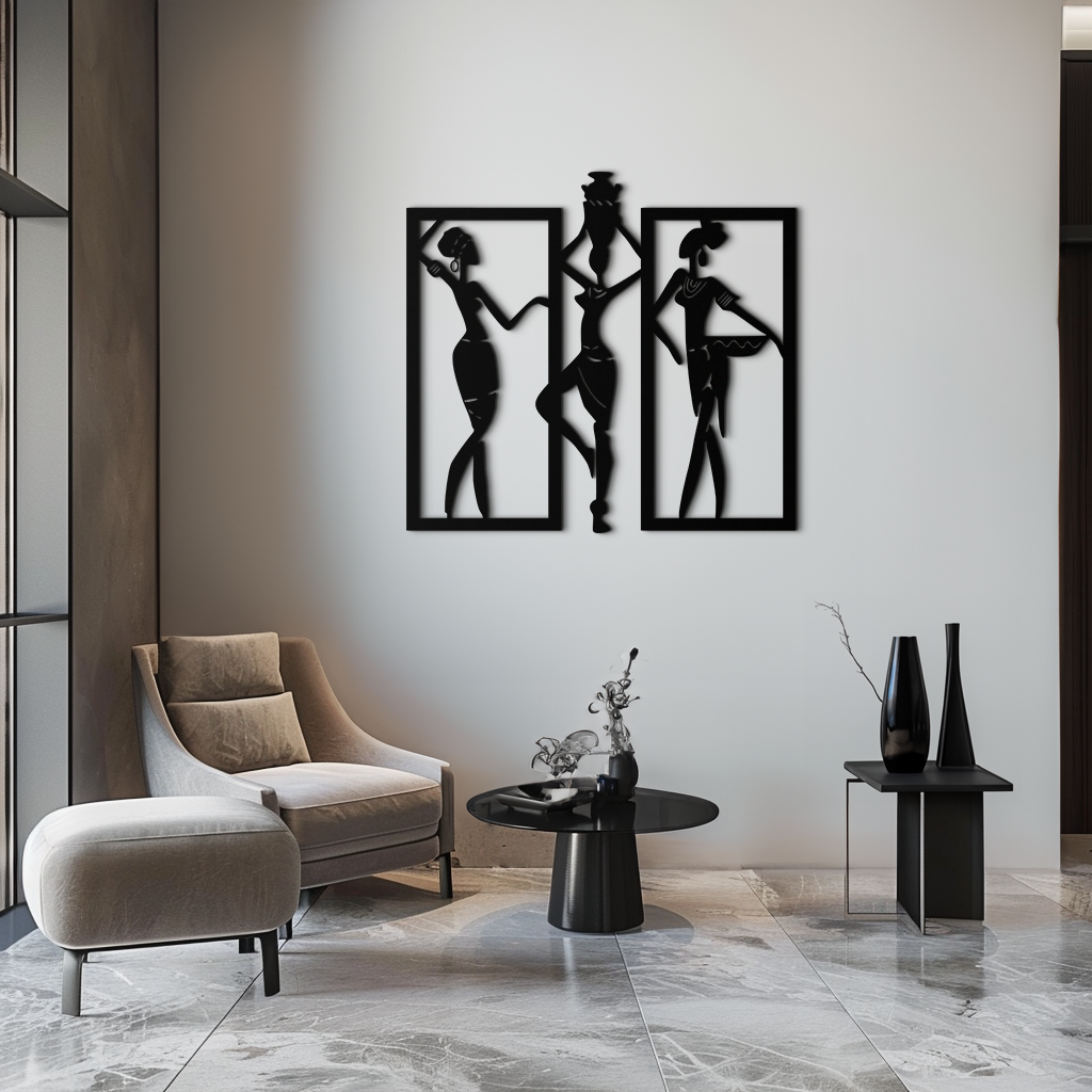 African Women Metal Wall Art - Elegant Tribal Wall Decor- KAF163 - Tampa Home & Garden Store