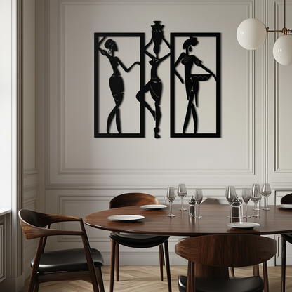 African Women Metal Wall Art - Elegant Tribal Wall Decor- KAF163 - Tampa Home & Garden Store