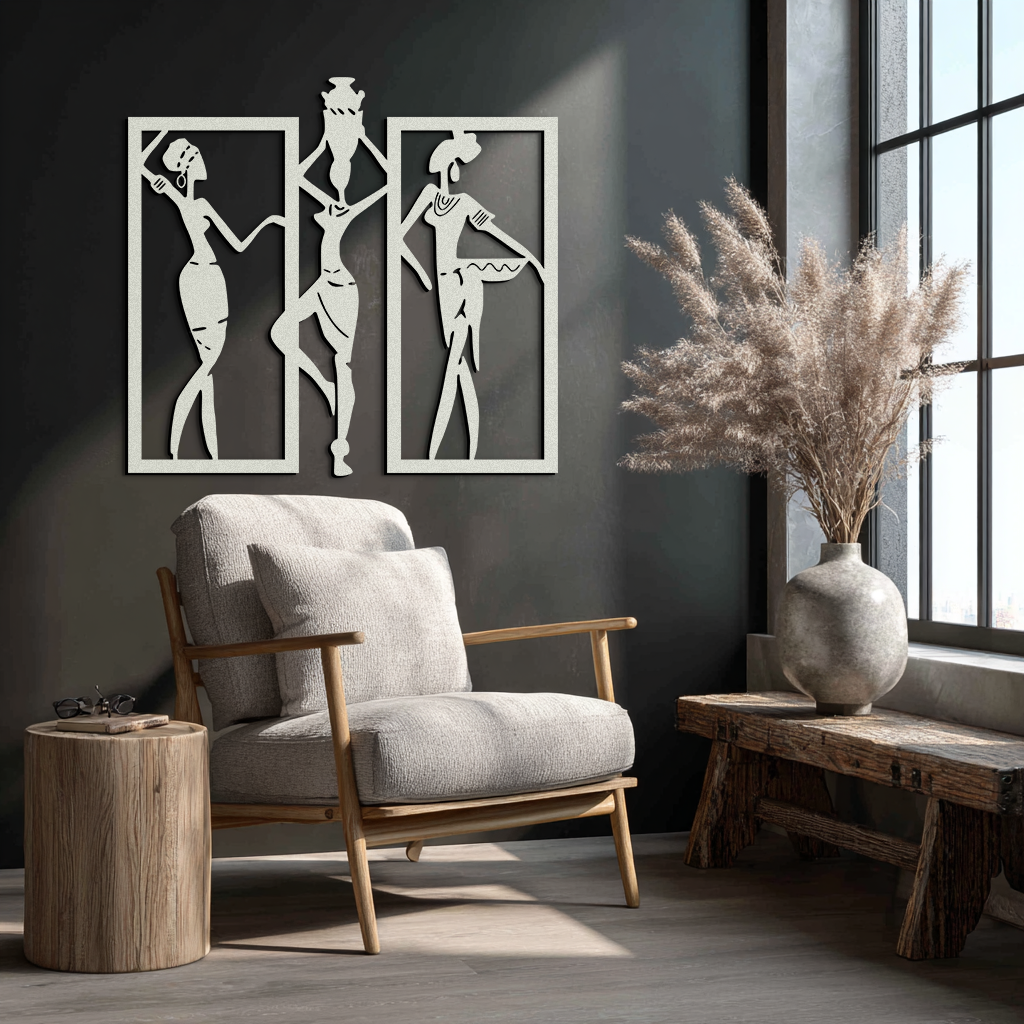 African Women Metal Wall Art - Elegant Tribal Wall Decor- KAF163 - Tampa Home & Garden Store