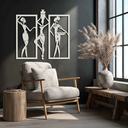 African Women Metal Wall Art - Elegant Tribal Wall Decor- KAF163 - Tampa Home & Garden Store