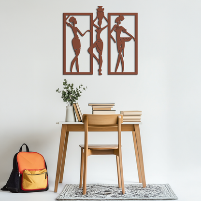 African Women Metal Wall Art - Elegant Tribal Wall Decor- KAF163 - Tampa Home & Garden Store