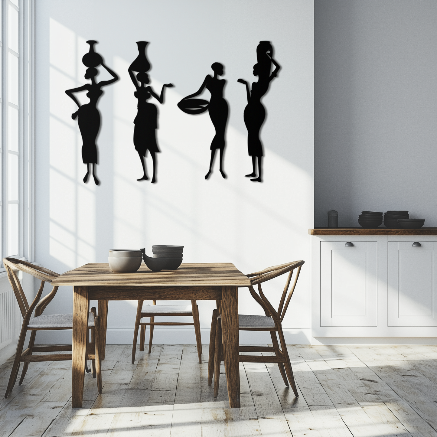 African Women Silhouette Metal Wall Art - Elegant Tribal Wall Decor - KAF136 - Tampa Home & Garden Store