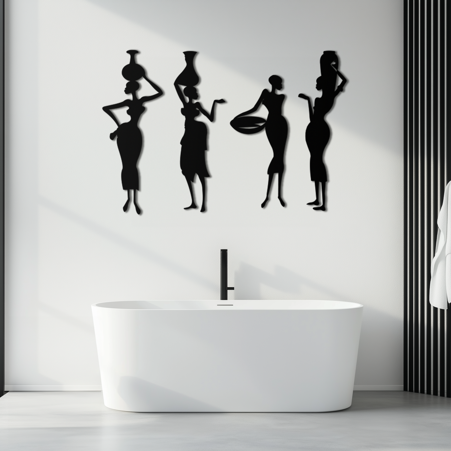 African Women Silhouette Metal Wall Art - Elegant Tribal Wall Decor - KAF136 - Tampa Home & Garden Store
