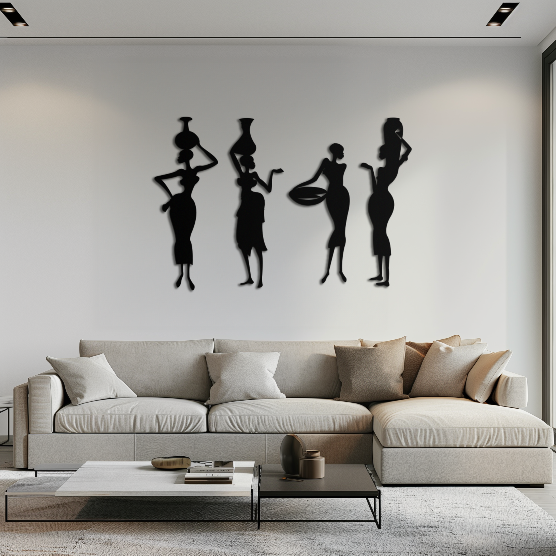 African Women Silhouette Metal Wall Art - Elegant Tribal Wall Decor - KAF136 - Tampa Home & Garden Store