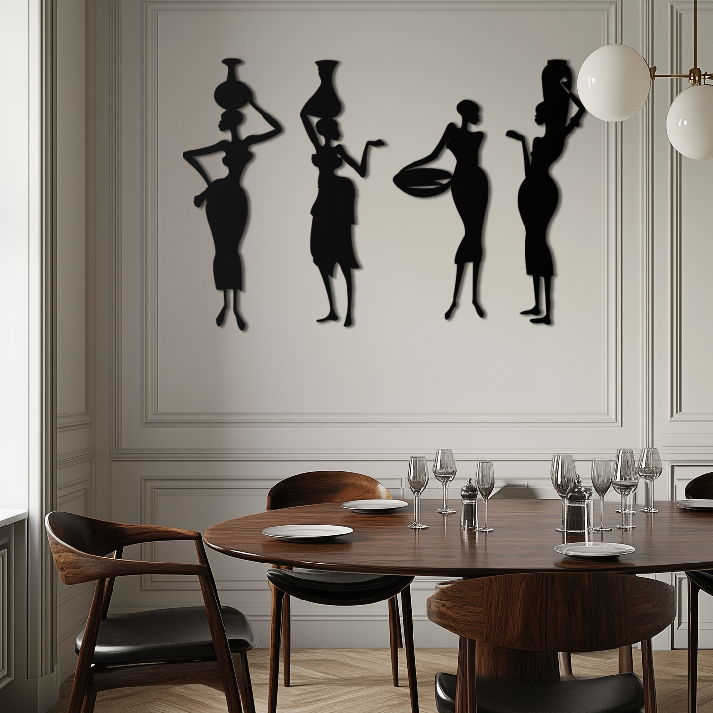 African Women Silhouette Metal Wall Art - Elegant Tribal Wall Decor - KAF136 - Tampa Home & Garden Store