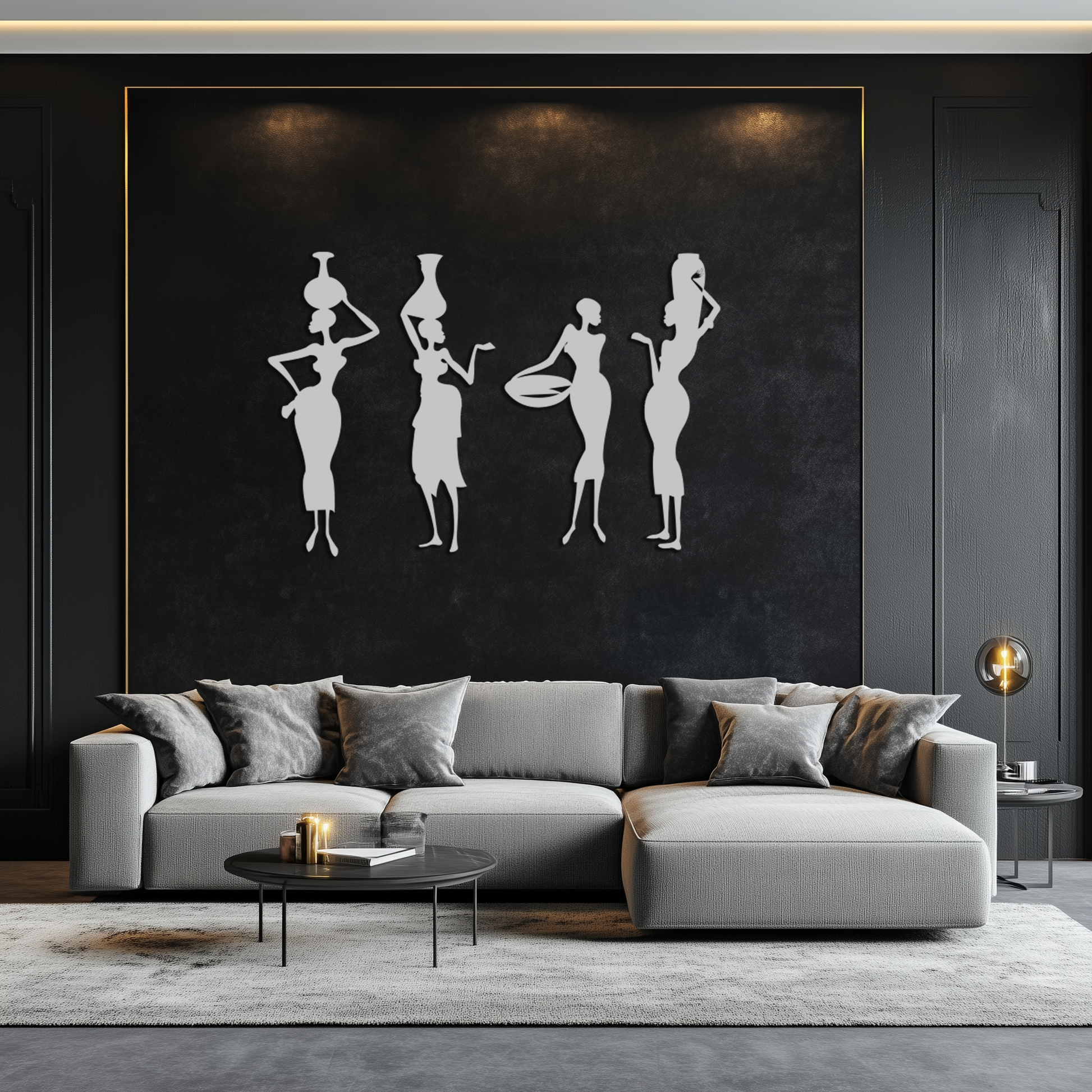 African Women Silhouette Metal Wall Art - Elegant Tribal Wall Decor - KAF136 - Tampa Home & Garden Store
