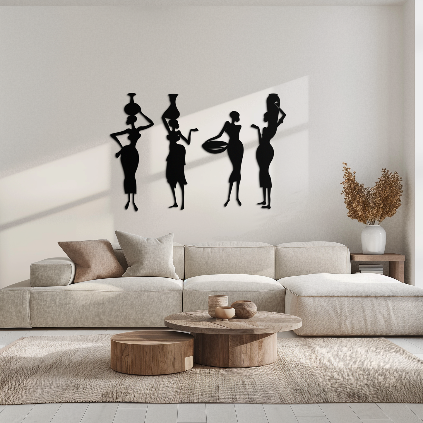 African Women Silhouette Metal Wall Art - Elegant Tribal Wall Decor - KAF136 - Tampa Home & Garden Store