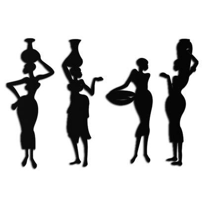 African Women Silhouette Metal Wall Art - Elegant Tribal Wall Decor - KAF136 - Tampa Home & Garden Store