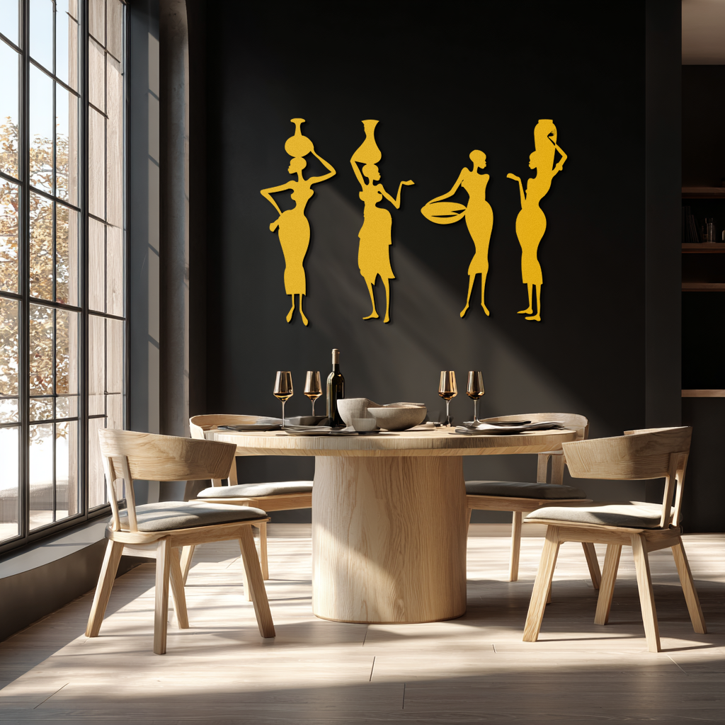 African Women Silhouette Metal Wall Art - Elegant Tribal Wall Decor - KAF136 - Tampa Home & Garden Store