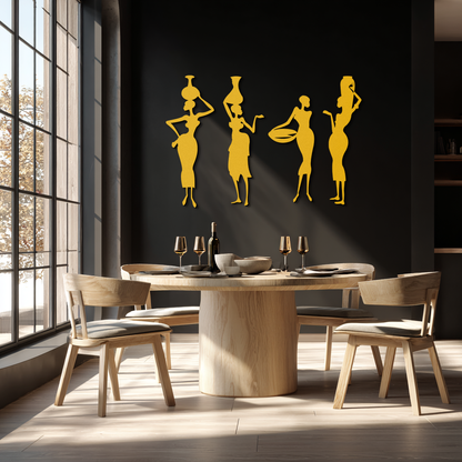 African Women Silhouette Metal Wall Art - Elegant Tribal Wall Decor - KAF136 - Tampa Home & Garden Store