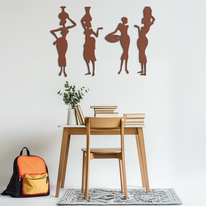African Women Silhouette Metal Wall Art - Elegant Tribal Wall Decor - KAF136 - Tampa Home & Garden Store