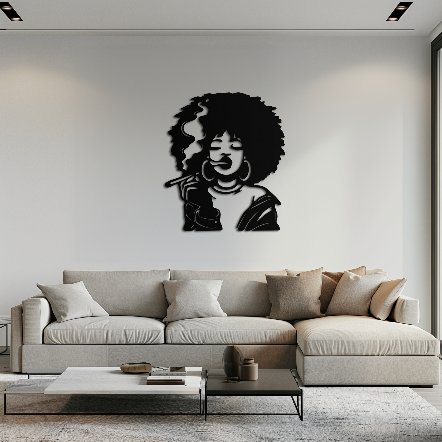Afro Woman Smoking Silhouette Metal Wall Art – Bold Statement Decor- KAF701 - Tampa Home & Garden Store
