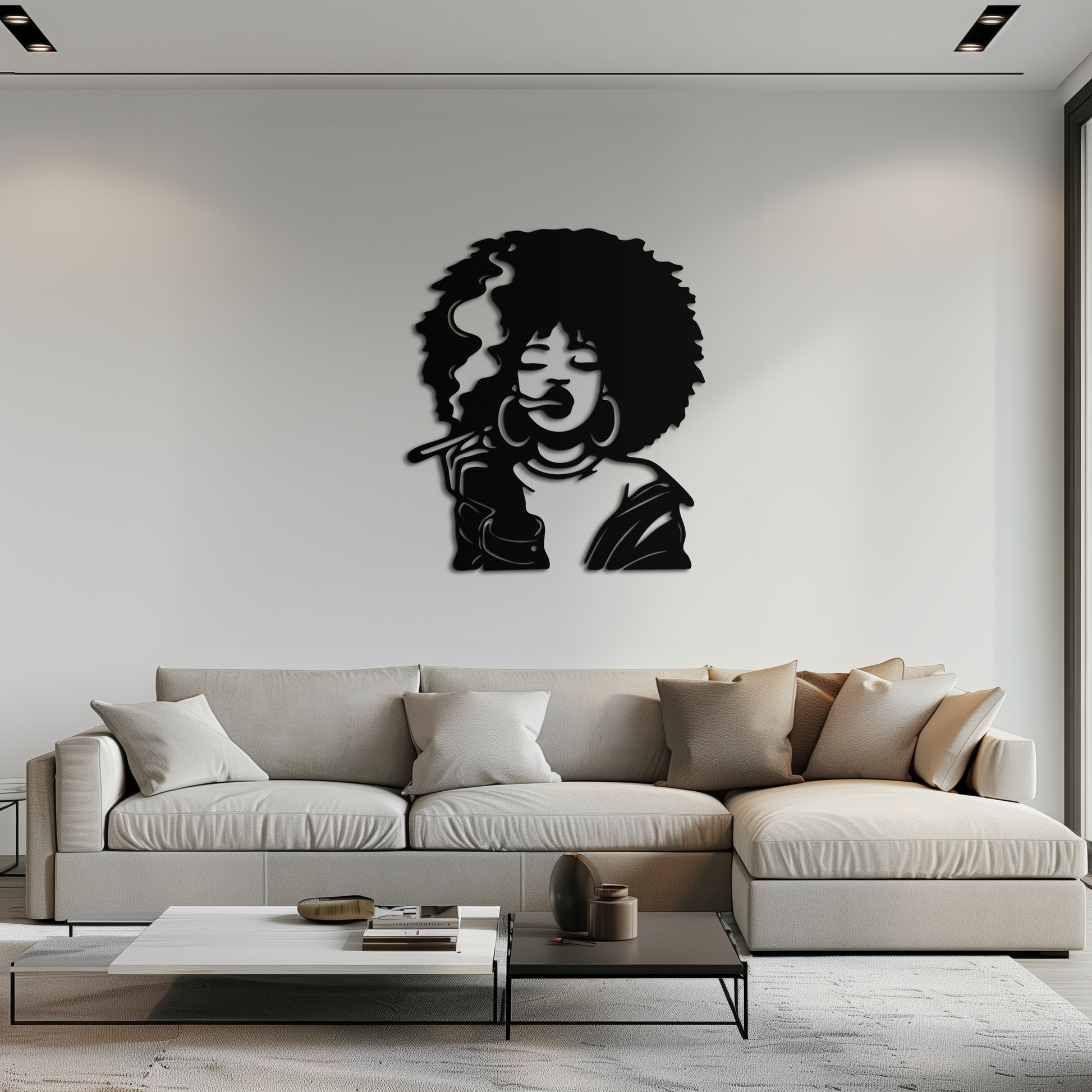 Afro Woman Smoking Silhouette Metal Wall Art – Bold Statement Decor- KAF701 - Tampa Home & Garden Store