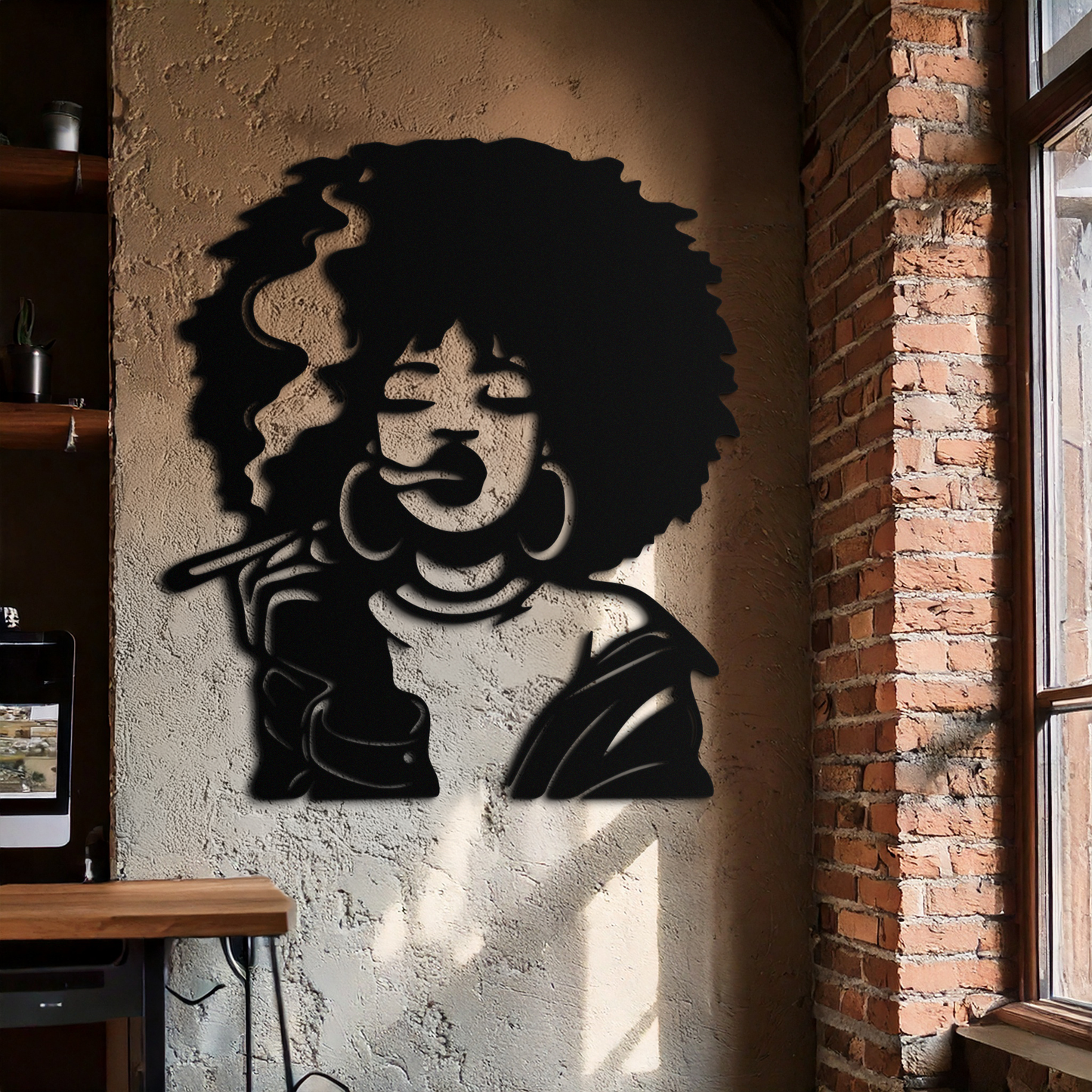 Afro Woman Smoking Silhouette Metal Wall Art – Bold Statement Decor- KAF701 - Tampa Home & Garden Store
