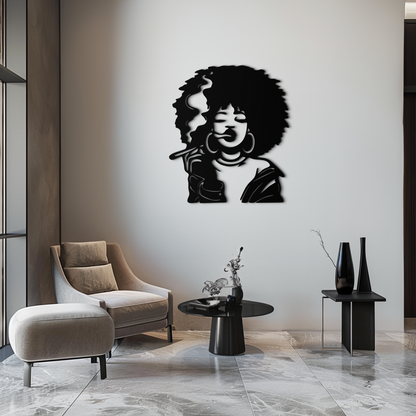 Afro Woman Smoking Silhouette Metal Wall Art – Bold Statement Decor- KAF701 - Tampa Home & Garden Store