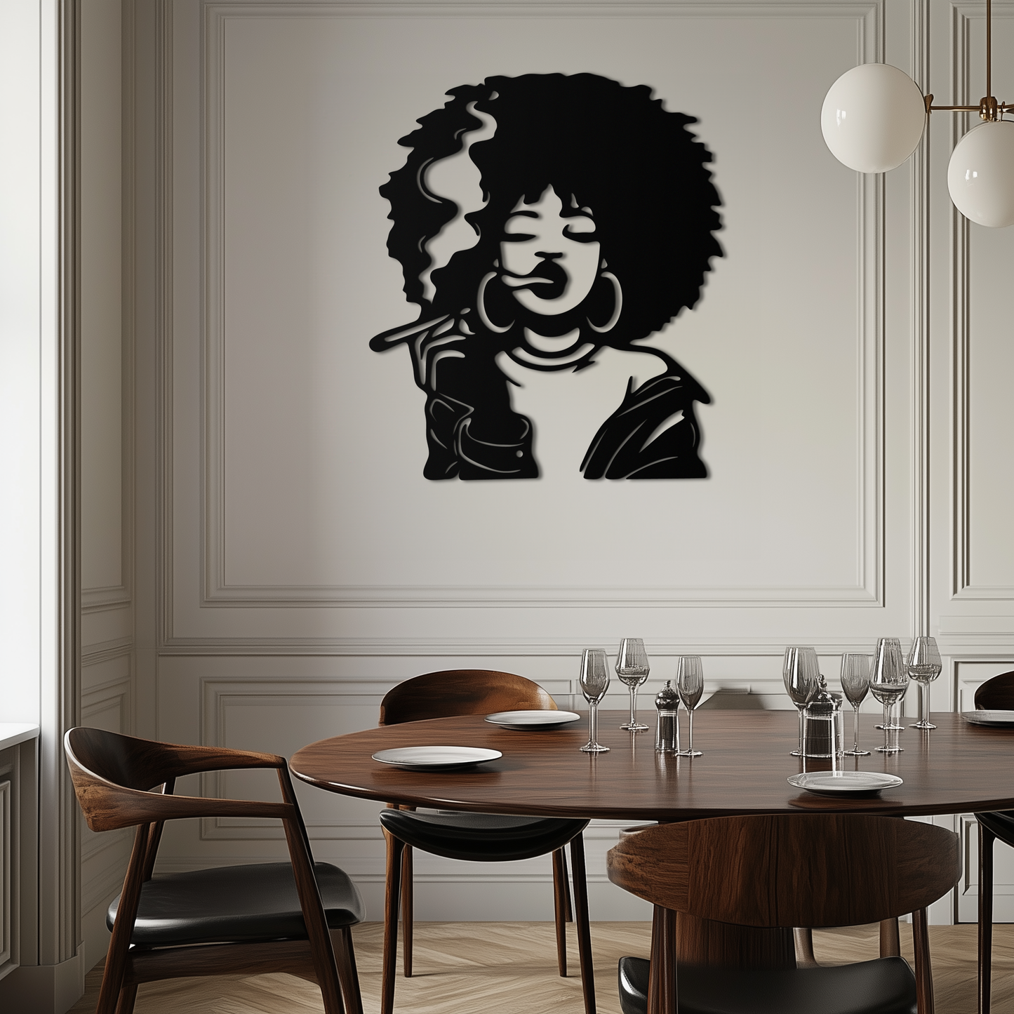 Afro Woman Smoking Silhouette Metal Wall Art – Bold Statement Decor- KAF701 - Tampa Home & Garden Store