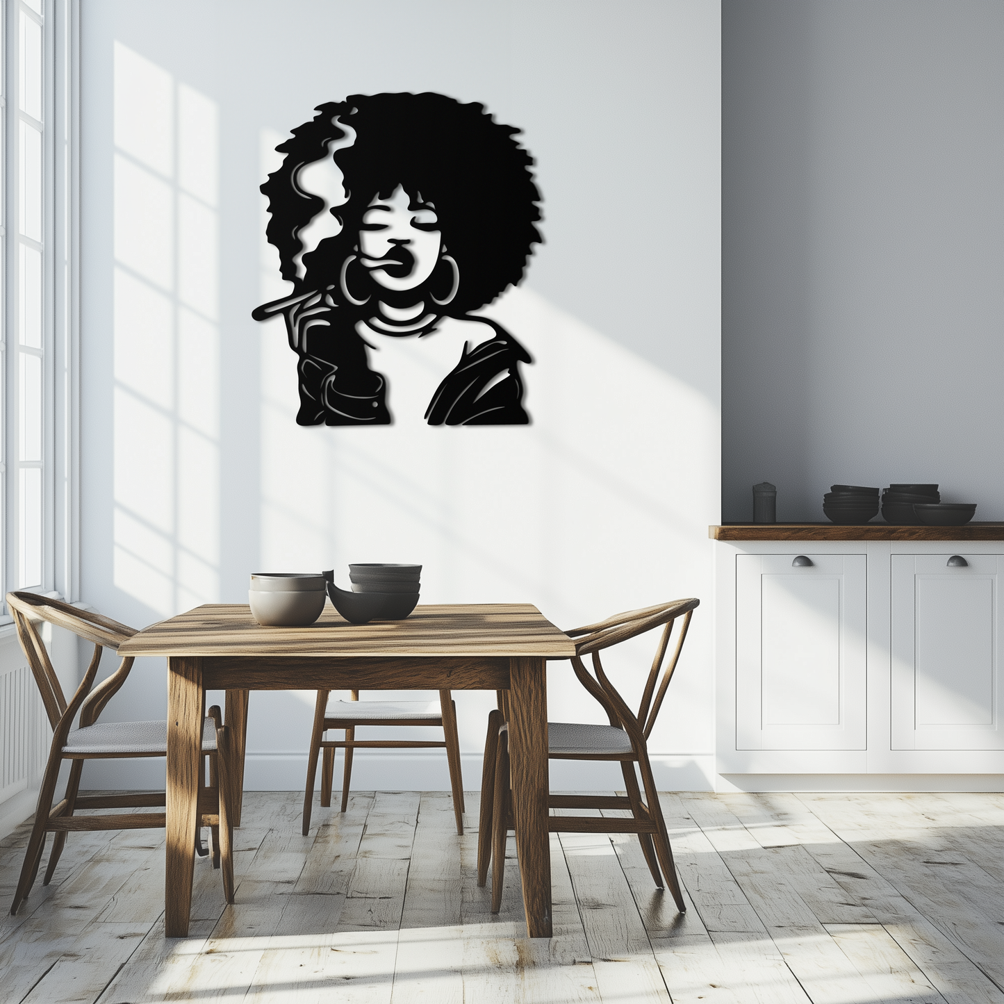 Afro Woman Smoking Silhouette Metal Wall Art – Bold Statement Decor- KAF701 - Tampa Home & Garden Store