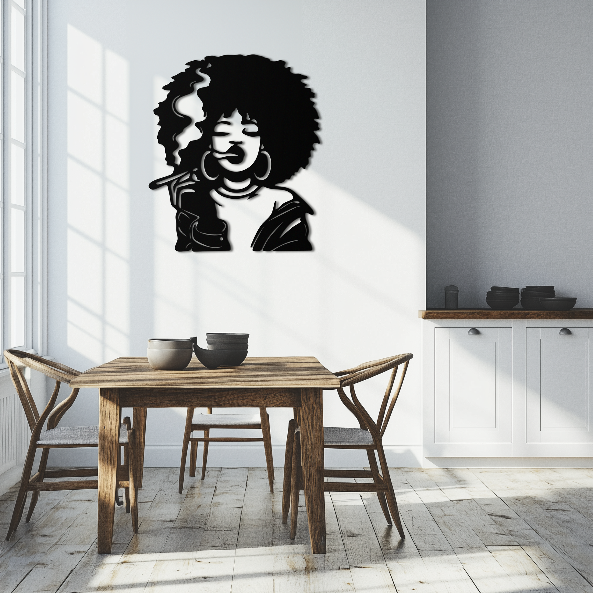 Afro Woman Smoking Silhouette Metal Wall Art – Bold Statement Decor- KAF701 - Tampa Home & Garden Store