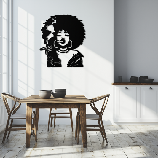 Afro Woman Smoking Silhouette Metal Wall Art – Bold Statement Decor- KAF701 - Tampa Home & Garden Store