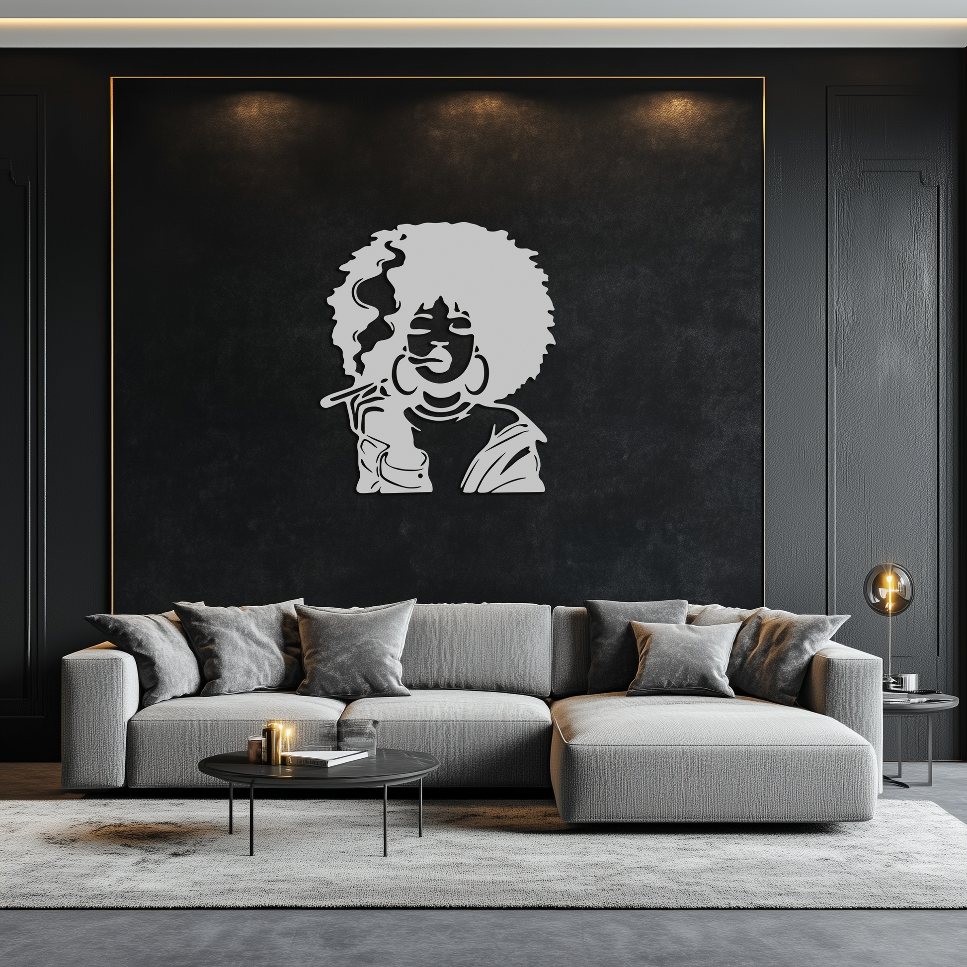 Afro Woman Smoking Silhouette Metal Wall Art – Bold Statement Decor- KAF701 - Tampa Home & Garden Store
