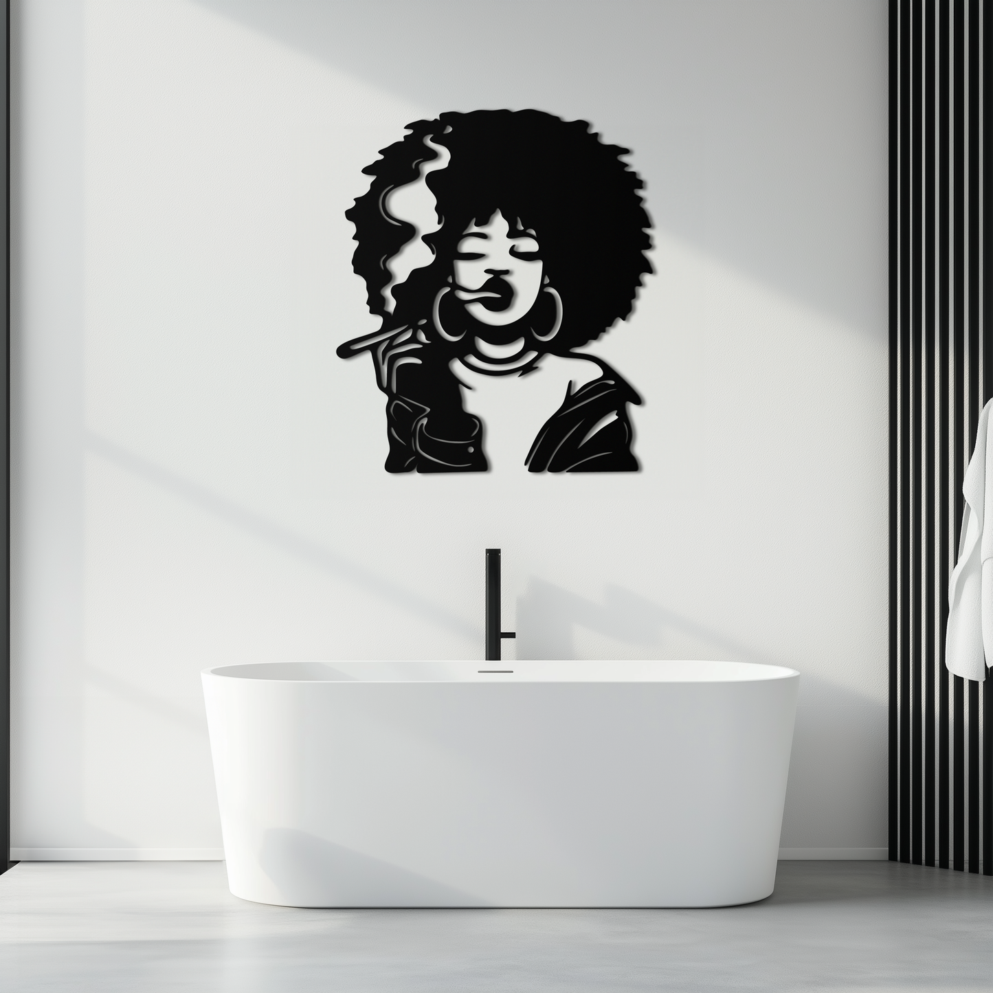 Afro Woman Smoking Silhouette Metal Wall Art – Bold Statement Decor- KAF701 - Tampa Home & Garden Store